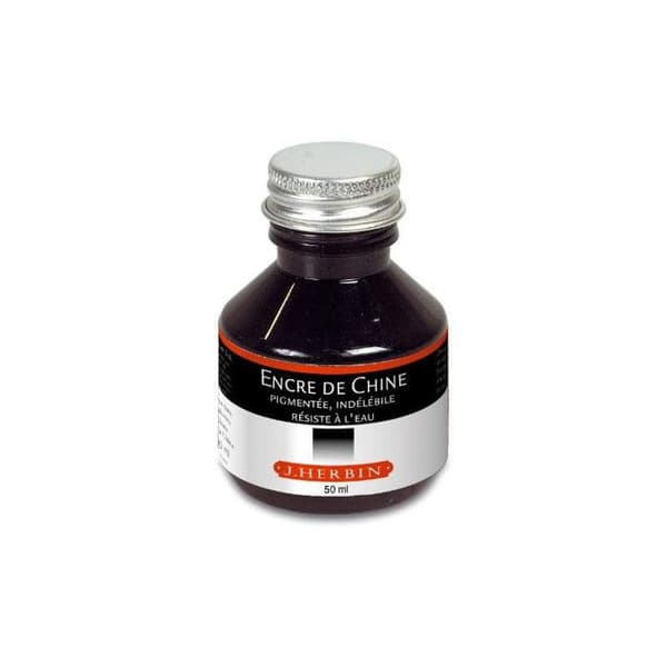Kinesisk bläck - J. Herbin - 50ml - Svart - Oföränderlig - Vattentålig