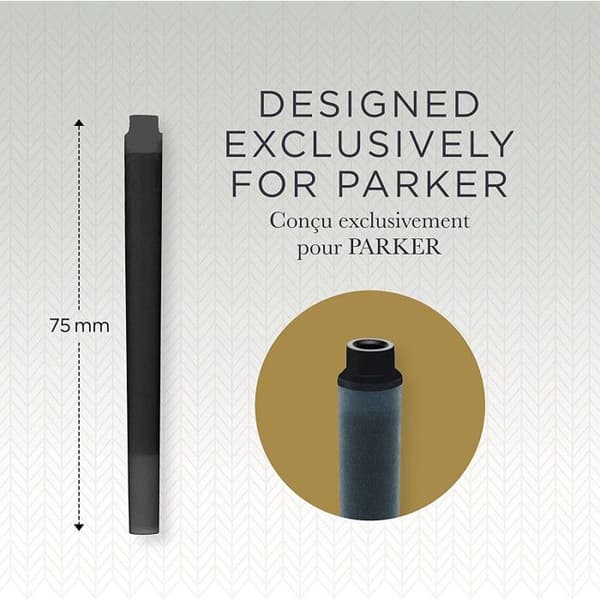 PARKER Quink 5 långa reservoarpennor, svart bläck