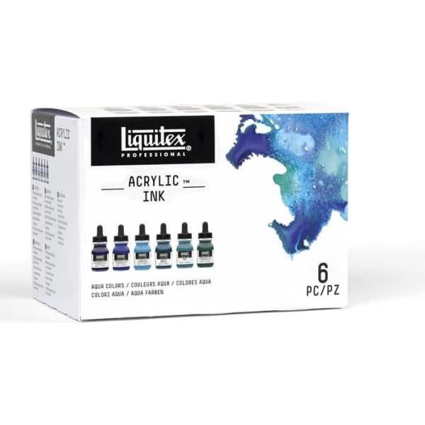 Akrylfärg - Liquitex Pro - Aqua färger - 6 flaskor om 30ml - Kalligrafi