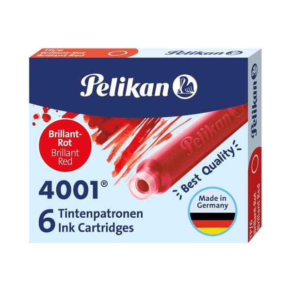 PELIKAN PATRONER TIL FJER KORT TP/6 6stk RØD