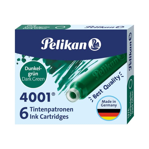 PELIKAN PATRONER TIL FJER KORT TP/6 6stk GRØN