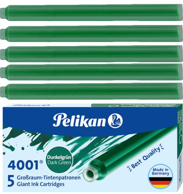 PELIKAN PATRONER TIL FJER LANGE 5stk GTP/5 GRØN