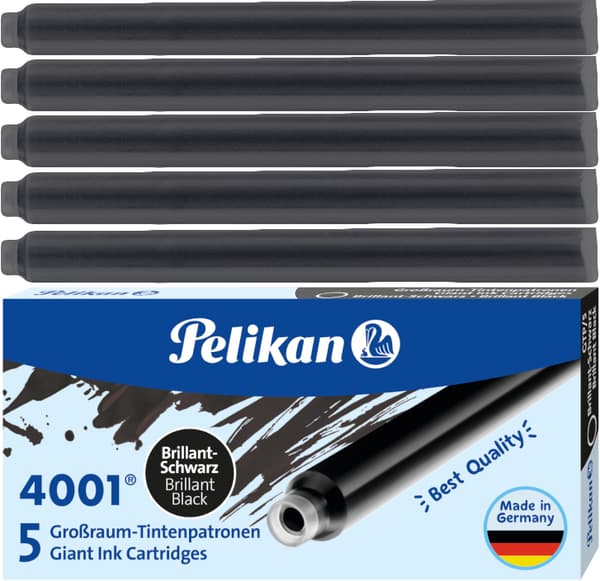 PELIKAN PATRONER FÖR FJÄDER LÅNG 5st GTP/5 SVART