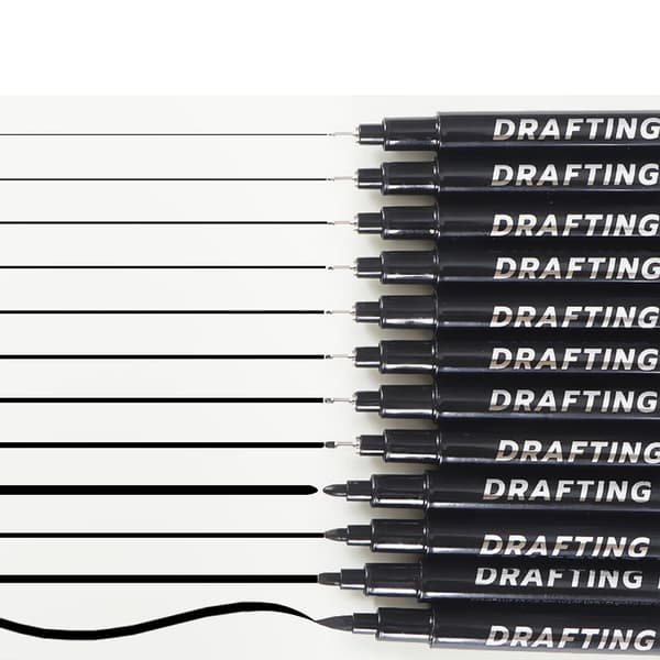 INF Neutral Fineliner Pen Sæt - 6 Sorte Penne til Tegning & Skitsering