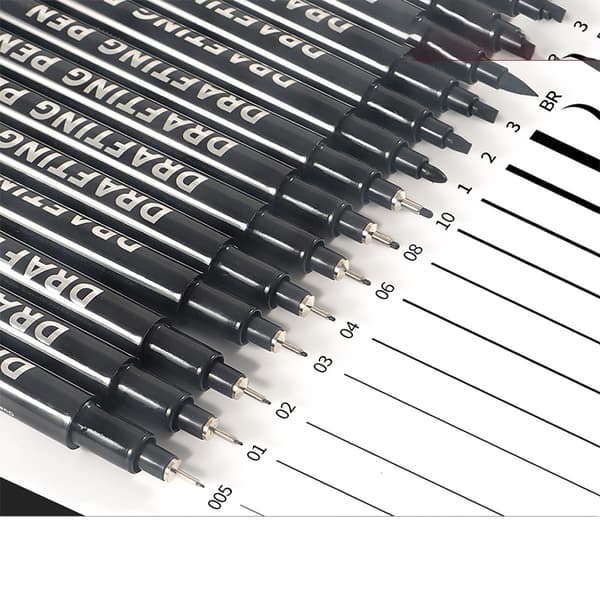 INF Neutral Fineliner Pen Sæt - 6 Sorte Penne til Tegning & Skitsering