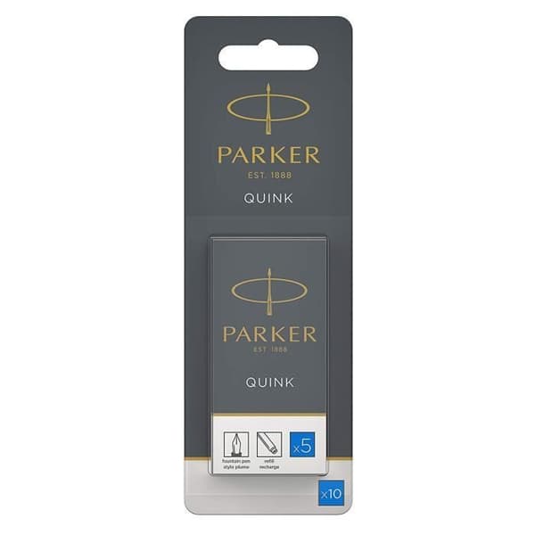 PARKER-blister med 10 Quink-patroner för reservoarpenna, blått bläck