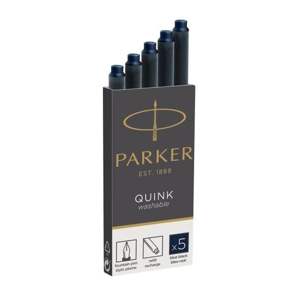 PARKER Quink 5 långa reservoarpennor, blå/svarta