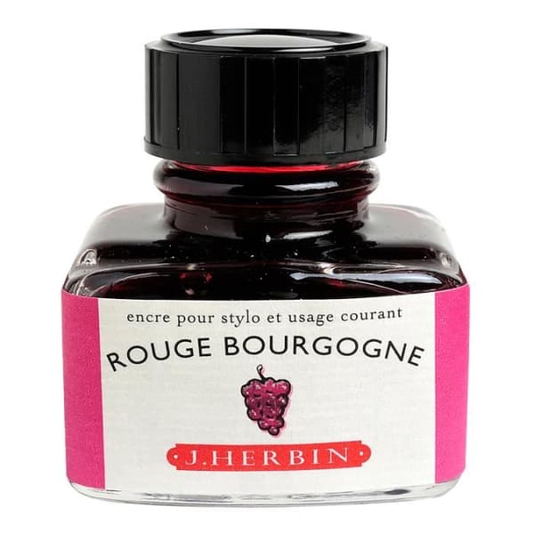 Traditionellt pennbläck i 30ml "D"-flaska Bourgogneröd.