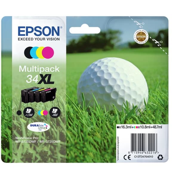 Epson DURABrite Ultra 34XL bläckpatron - Paket med 4 - Svart, Gul, Cyan, Magenta