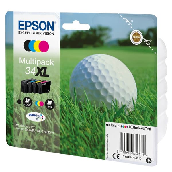 Epson DURABrite Ultra 34XL bläckpatron - Paket med 4 - Svart, Gul, Cyan, Magenta