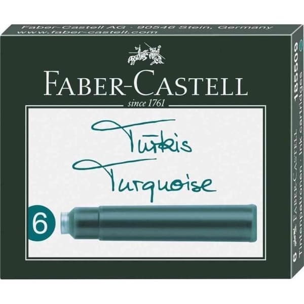 Bläckpatroner - FABER-CASTELL - Turkos - Förpackning med 6 - Standard - För bläckpennor