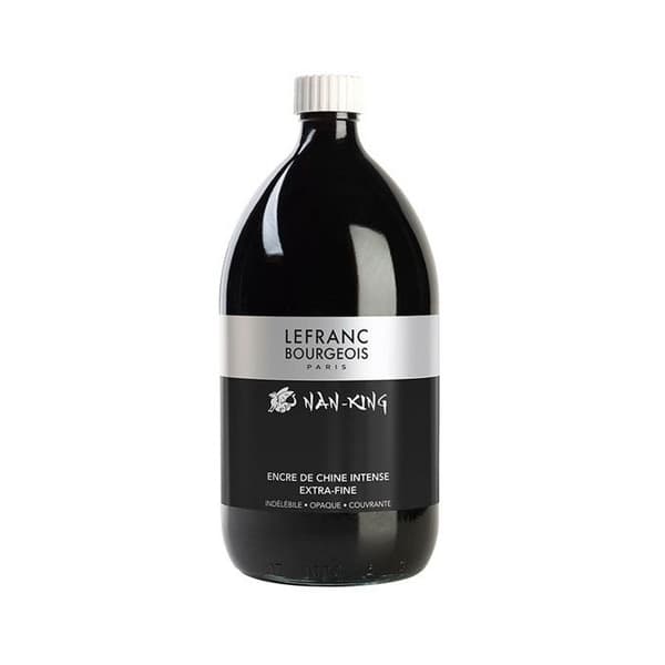 Kinesisk bläck - Lefranc Bourgeois - Nan King - 1L - Glasflaska - Oföränderlig svart