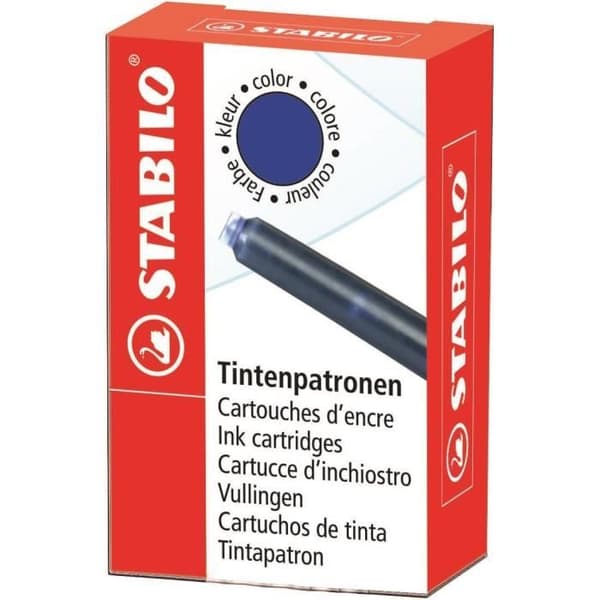 Set med 6 blå bläckpatroner