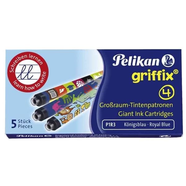Bläckpatron - Pelikan - Griffix - Kungablå - Utplånbar - 5 stycken