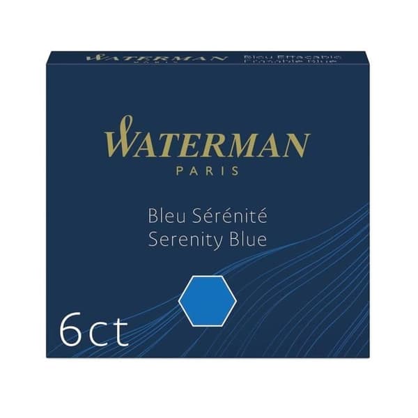 WATERMAN låda med 6 patroner, Serenity Blue färg