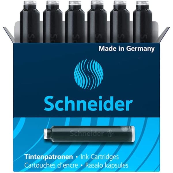 Bläckpatroner - Schneider - Svart - 6 stycken - Kompatibel med bläckpennor - Unisex