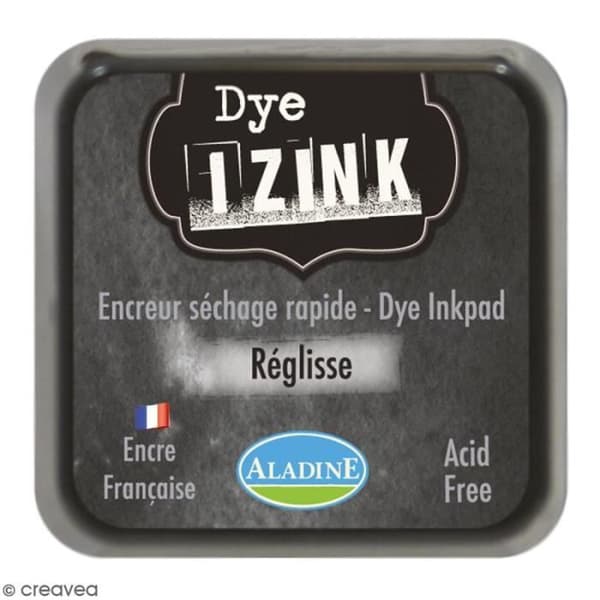 Encreur Izink Dye - ALADINE - Svart lakrits - 20 färger - 4,5 x 4,5 cm - Snabbtorkande