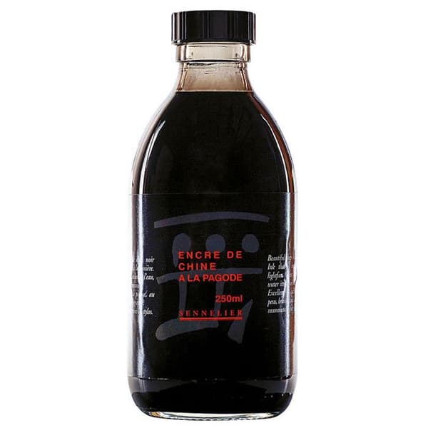 Flacon - Kinesisk bläck - Svart - Sennelier - 250 ml - Kinesiskt bläck i pagoden
