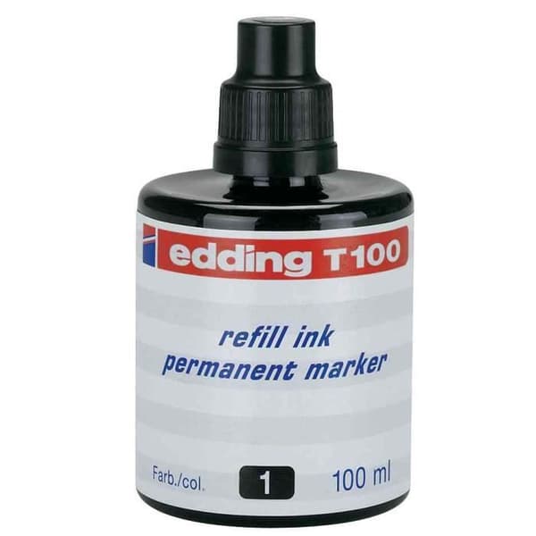 T100 påfyllningsbläck - edding - Svart - 100 ml - Permanent bläck - Låg doft