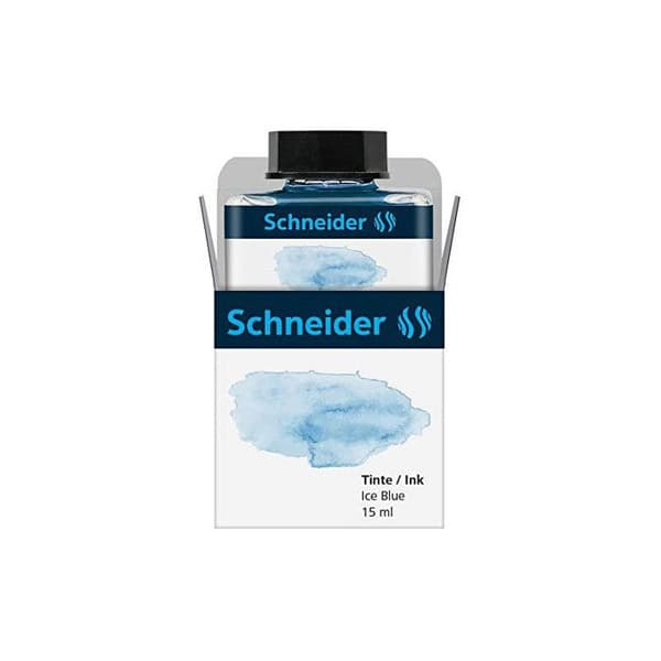 Glasflaska 15 ml flytande bläck för Glacier Blue Pastell reservoarpenna - Schneider - Nib - Blå