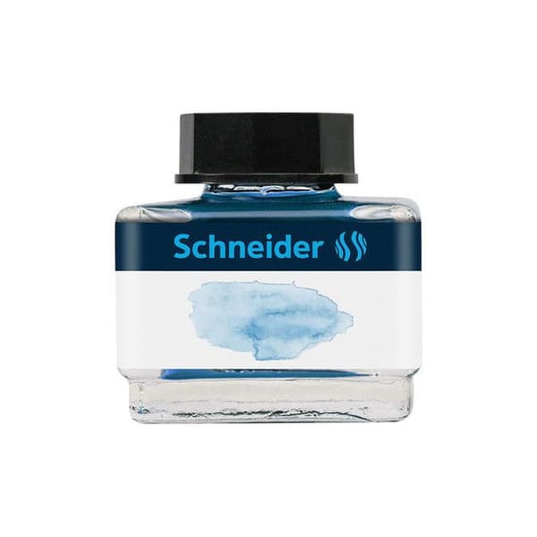 Glasflaska 15 ml flytande bläck för Glacier Blue Pastell reservoarpenna - Schneider - Nib - Blå