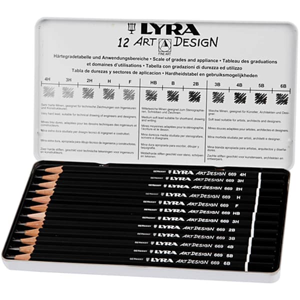 Lyra Art Design blyertspennor - 6B - 4H - 12 st olika