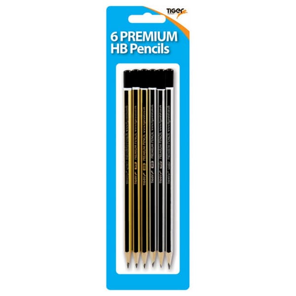 Tiger Stationery Premium HB Pencils Assorted One Pack of 6