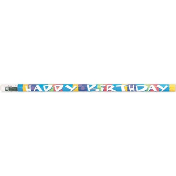Amscan Happy Birthday Pencil With Eraser (Pack of 12) Multicoloured One Size