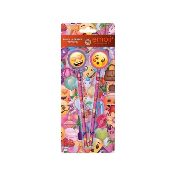Emoji Pencil and Topper (Pack of 2) Multicoloured One Size