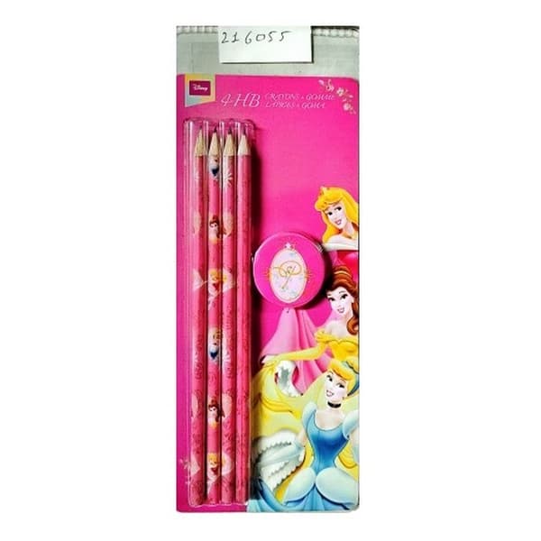 Disney Princess Coloured Pencil Set (Pack of 4) Pink One Size