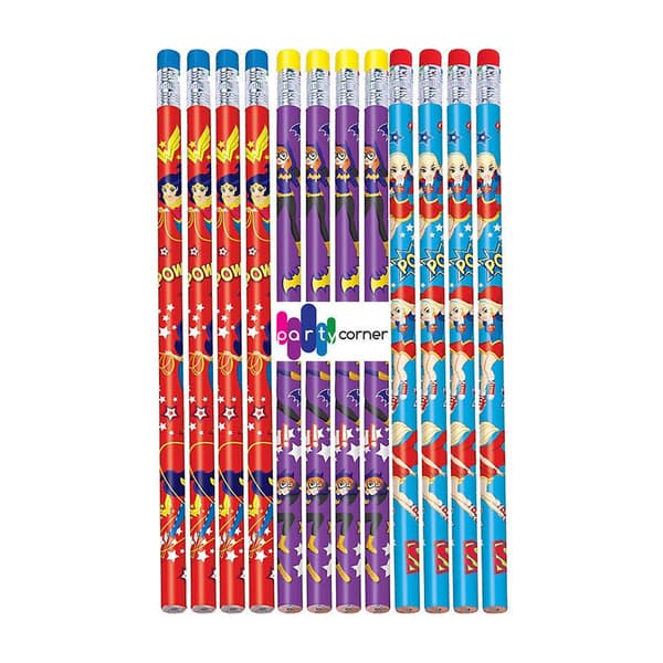 Superhero Girls Pencil Set (Pack of 12) Red/Purple/Blue One Size