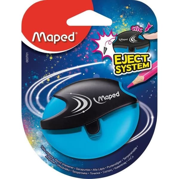 MAPED - BLYTSKÄRPARE MED RESERV "GALACTIC" MED EJECT MINE, 1 användning, unik färg BLÅ, i blister - E-HANDEL