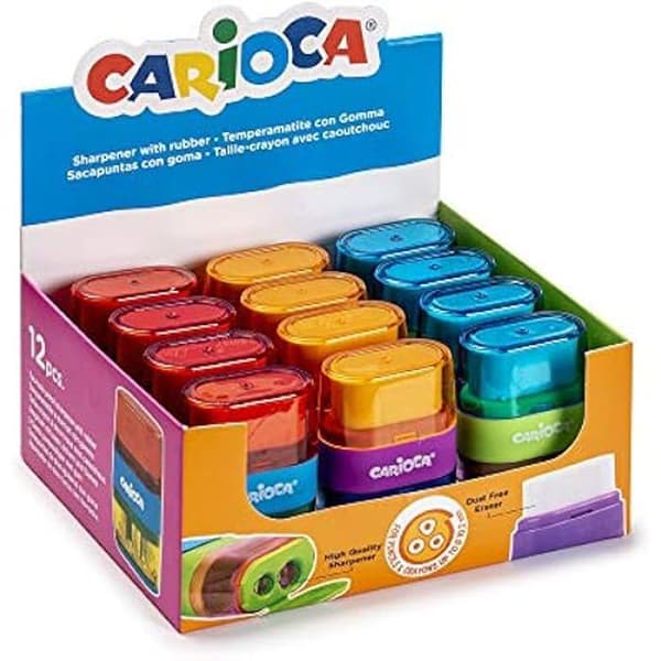 Vässare - CARIOCA - 43108 - Förpackning med 12 - 2 hål - För pennor upp till 10,2 mm