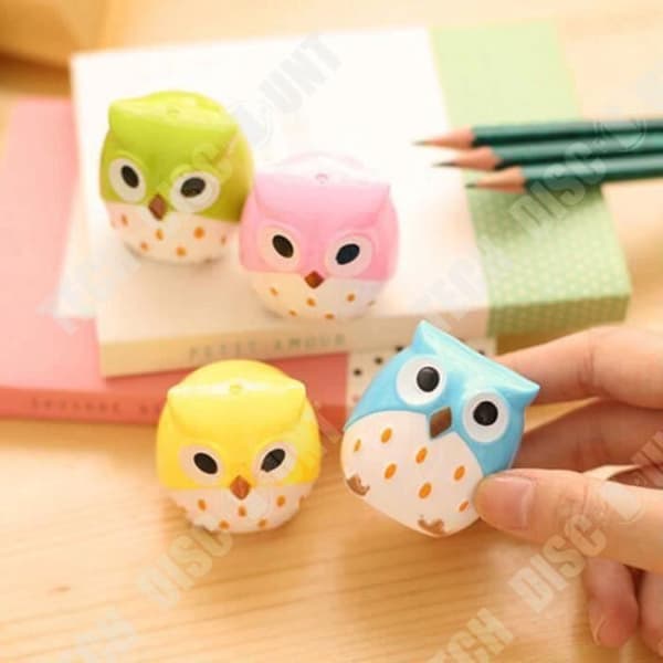 TD® Owl Färgad pennvässare - Slumpmässig färg - Med lock - Slitstark plast - Idealisk barnpresent