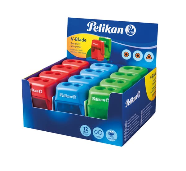 PELIKAN DOBBELT V-BLADE SKÆRPER MED BEHOLDER