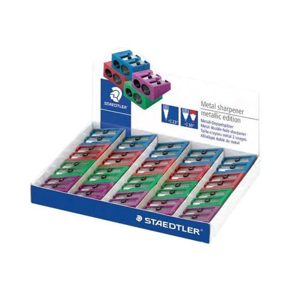 STAEDTLER 510 20 2-håls pennvässare blandade metalliska metalliska färger (paket med 20)
