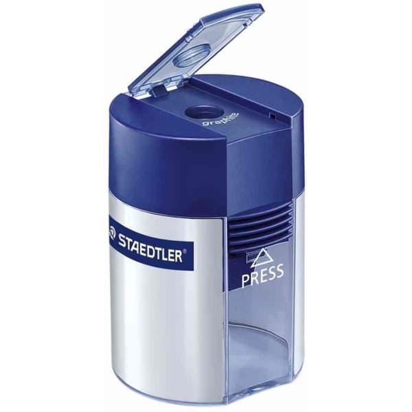 Blyertssuddare - STAEDTLER - Rund låda - Silver - För pennor upp till 8,2 mm - Metallblad