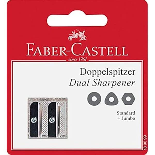 Dubbel metallisk pennvässare - FABER-CASTELL - 189099 - Färg grå - För vuxna - 1 styck