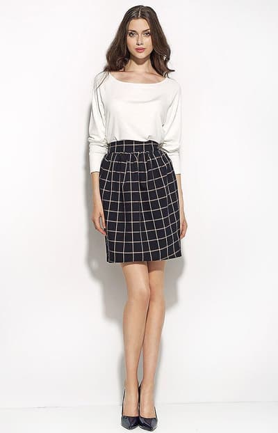 Nederdel i plaid SP23, Navy Blue, 40
