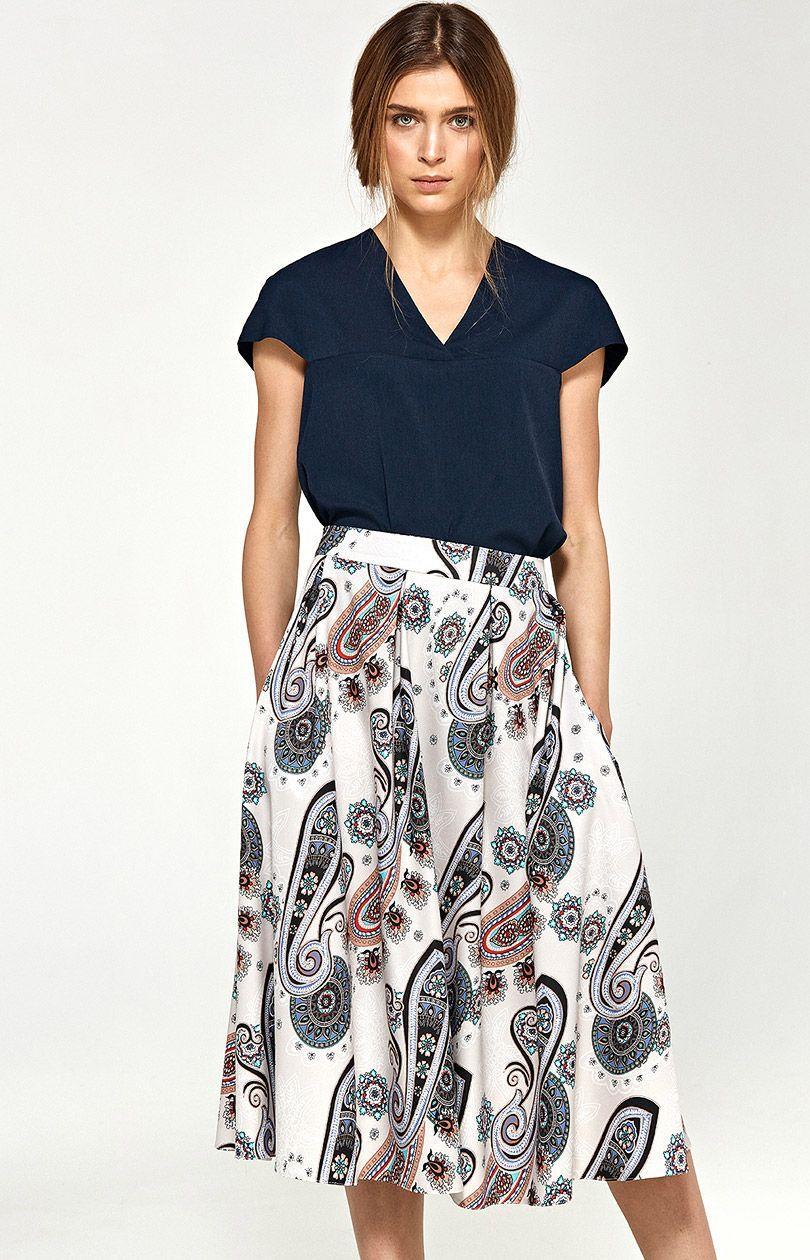 Midi skirt SP37 grå mønster, mønster, 36