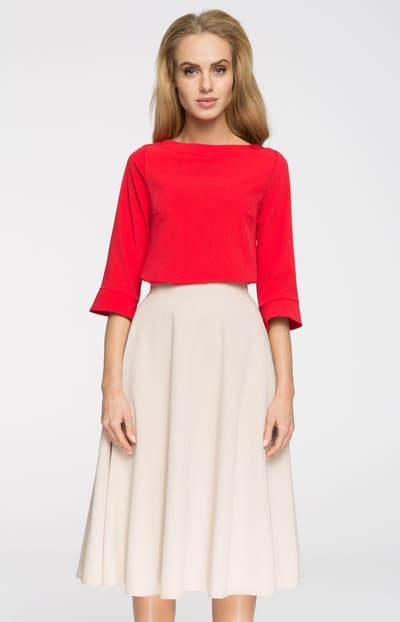 Flared nederdel s006, beige, s