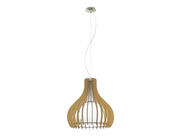 Eglo Tindori - Taklampe - 1 sokkel - E27 - hvit, lønn, satin-nikkel Nickel, Hvit, Tre
