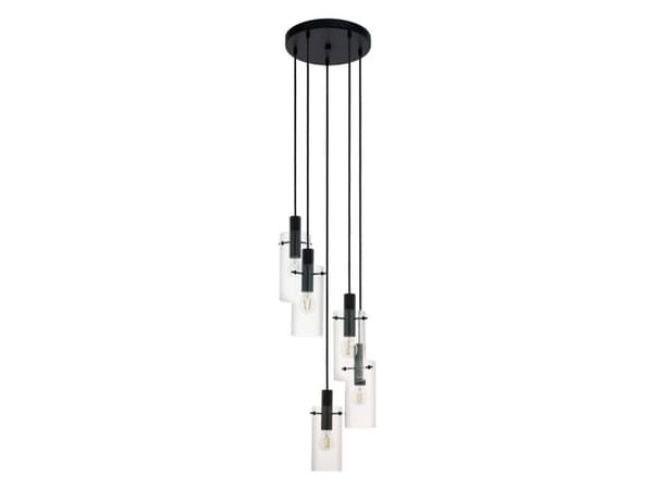 EGLO 97368, Svart, Transparent, Glas, Stål, Glas, Rund, I