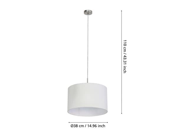 EGLO Pasteri, Fleksibel montering, Nickel, Hvit, Hvit, Stoff, Stål, Stoff, Innendørs