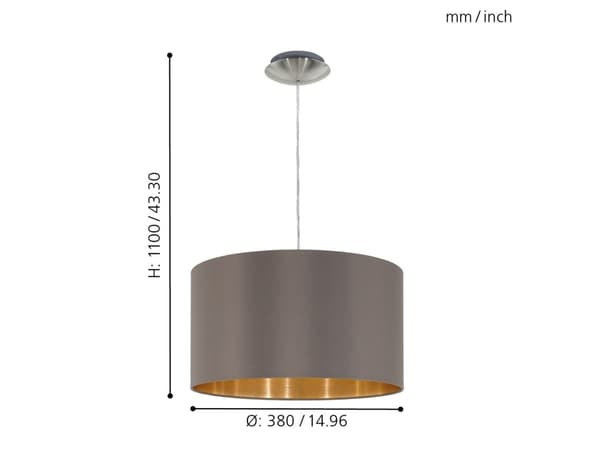 EGLO Maserlo, Fleksibel montering, Nickel, Brun, Gull, Stål, Stoff, Innendørs