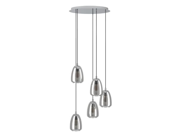 EGLO ALOBRASE, Fleksibel montering, Kromfarget, Gjennomsiktig, Kromfarget, Glass, Stål, Rund, Stue