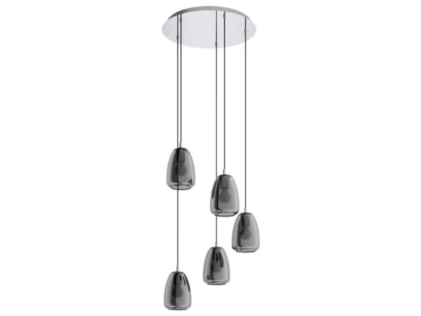 EGLO ALOBRASE, Fleksibel montering, Kromfarget, Gjennomsiktig, Kromfarget, Glass, Stål, Rund, Stue Krom, Transparent
