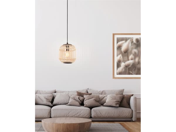 Eglo Bordesley - Taklampe - 1 sokkel - E27 - svart, naturlig