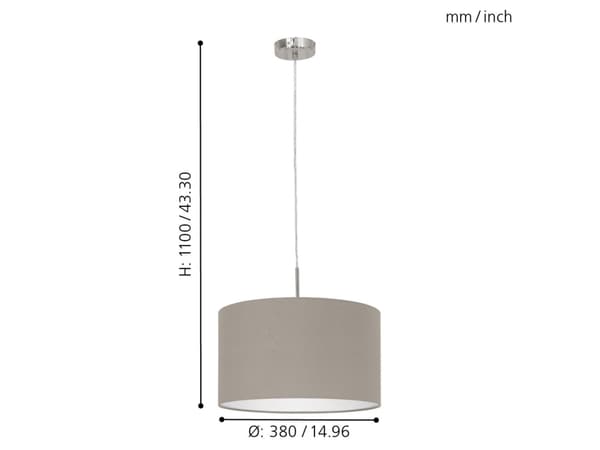 EGLO Pasteri, Fleksibel montering, Nickel, Taupe / brun, Taupe / brun, Stål, Stoff, Innendørs