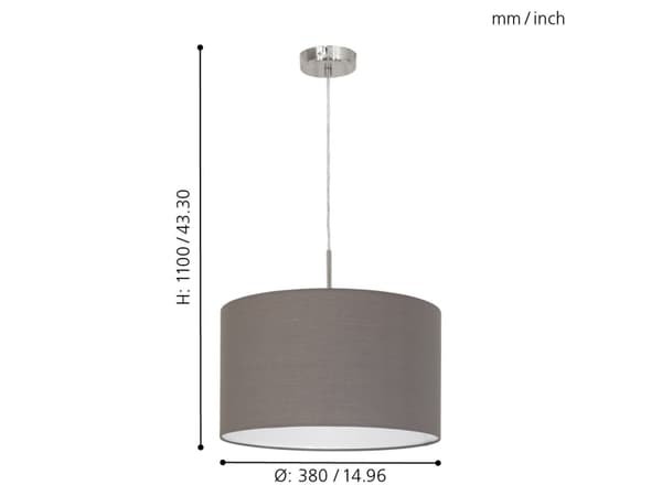 EGLO Pasteri, Flexibelt fäste, Brun, Nickel, Brun, Nickel, Tyg, Stål, Rund, IP20
